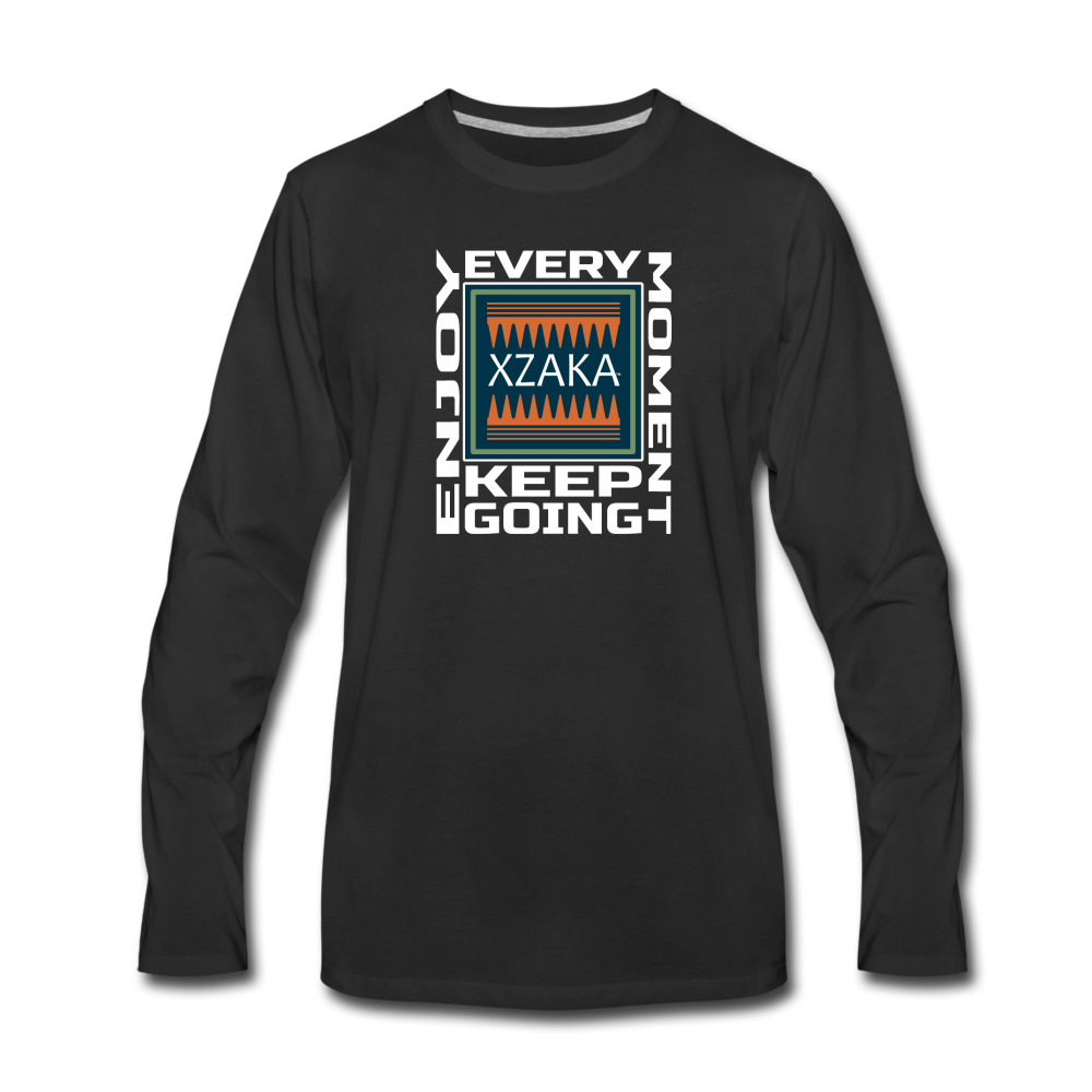 XZAKA - Men "Enjoy Every Moment" Long Sleeve T-Shirt - BLK - black