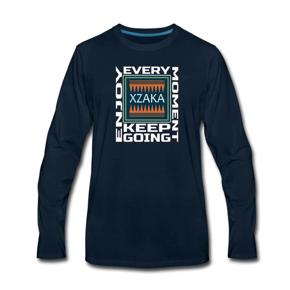 XZAKA - Men "Enjoy Every Moment" Long Sleeve T-Shirt - BLK - deep navy