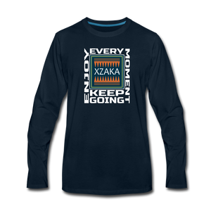 XZAKA - Men "Enjoy Every Moment" Long Sleeve T-Shirt - BLK - deep navy