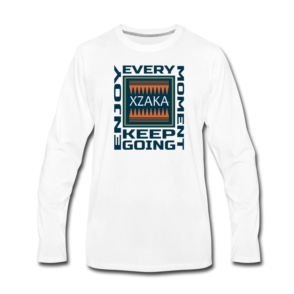 XZAKA - Men "Enjoy Every Moment" Long Sleeve T-Shirt - white