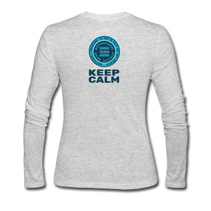 XZAKA - Women "Keep Calm" Long Sleeve T-Shirt -WHT - gray