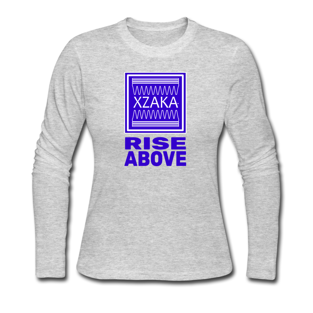 XZAKA - Women "Rise Above" Long Sleeve T-Shirt -WHT - gray