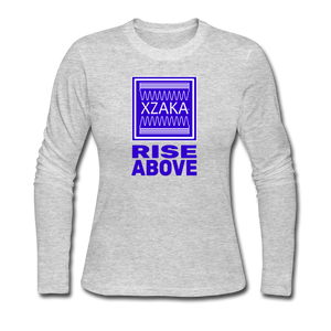 XZAKA - Women "Rise Above" Long Sleeve T-Shirt -WHT - gray
