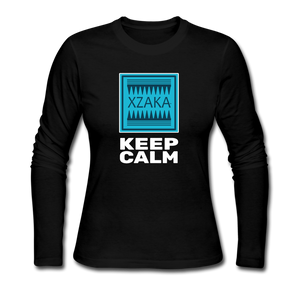 XZAKA - Women "Keep Calm" Long Sleeve T-Shirt -BLK - black