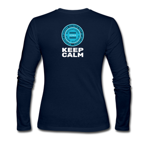 XZAKA - Women "Keep Calm" Long Sleeve T-Shirt -BLK - navy