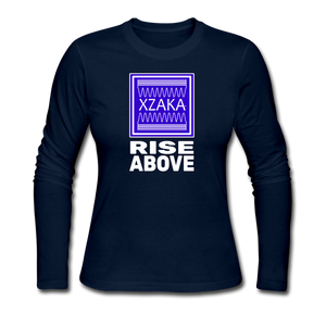XZAKA - Women "Keep Calm" Long Sleeve T-Shirt -BLK - navy