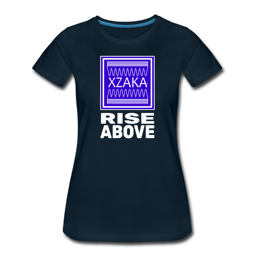 XZAKA - Women "Keep Calm" Short Sleeve T-Shirt -WHT - deep navy