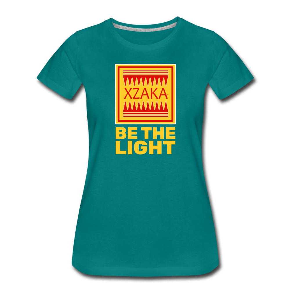XZAKA - Women "Be The Light" Short Sleeve T-Shirt -BLK - teal