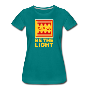 XZAKA - Women "Be The Light" Short Sleeve T-Shirt -BLK - teal