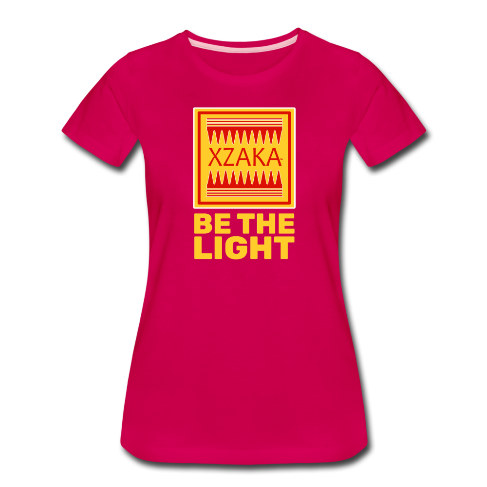 XZAKA - Women "Be The Light" Short Sleeve T-Shirt -BLK - dark pink