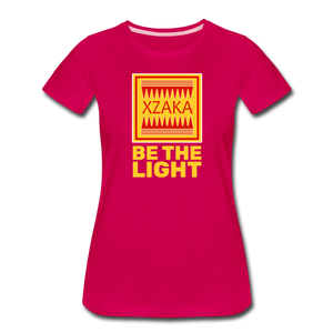 XZAKA - Women "Be The Light" Short Sleeve T-Shirt -BLK - dark pink