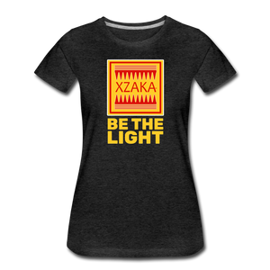 XZAKA - Women "Be The Light" Short Sleeve T-Shirt -BLK - charcoal gray
