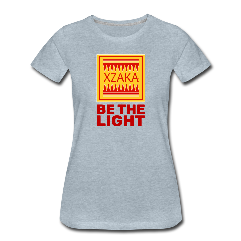 XZAKA - Women "Be The Light" Short Sleeve T-Shirt -WHT - heather ice blue