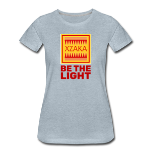 XZAKA - Women "Be The Light" Short Sleeve T-Shirt -WHT - heather ice blue