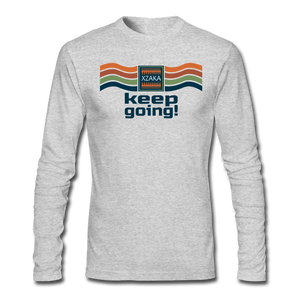 XZAKA - Men "Keep Going" Long Sleeve T-Shirt - Wings -WHT - heather gray