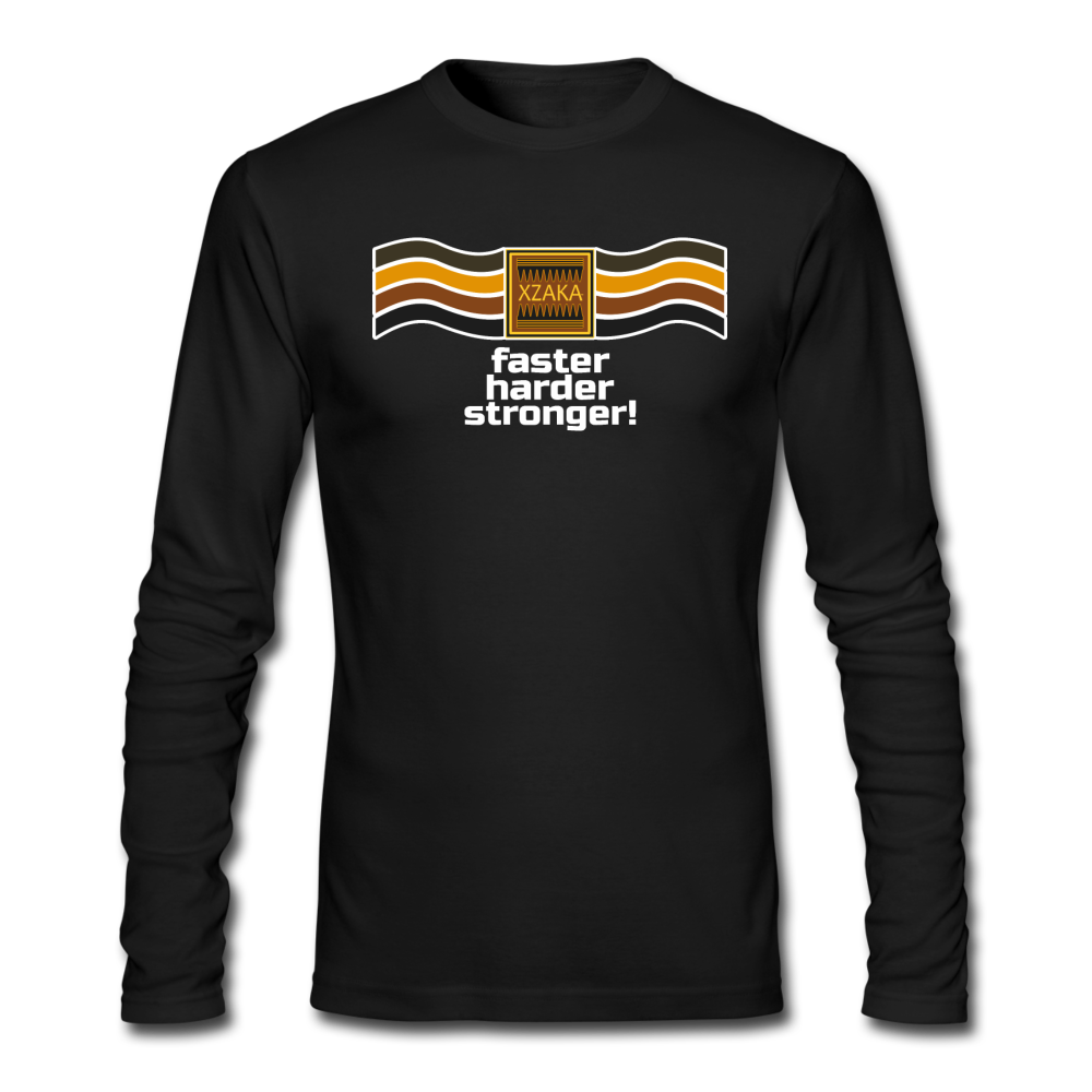 XZAKA - Men "Faster, Harder, Stronger" Long Sleeve T-Shirt - Wings - BLK - black