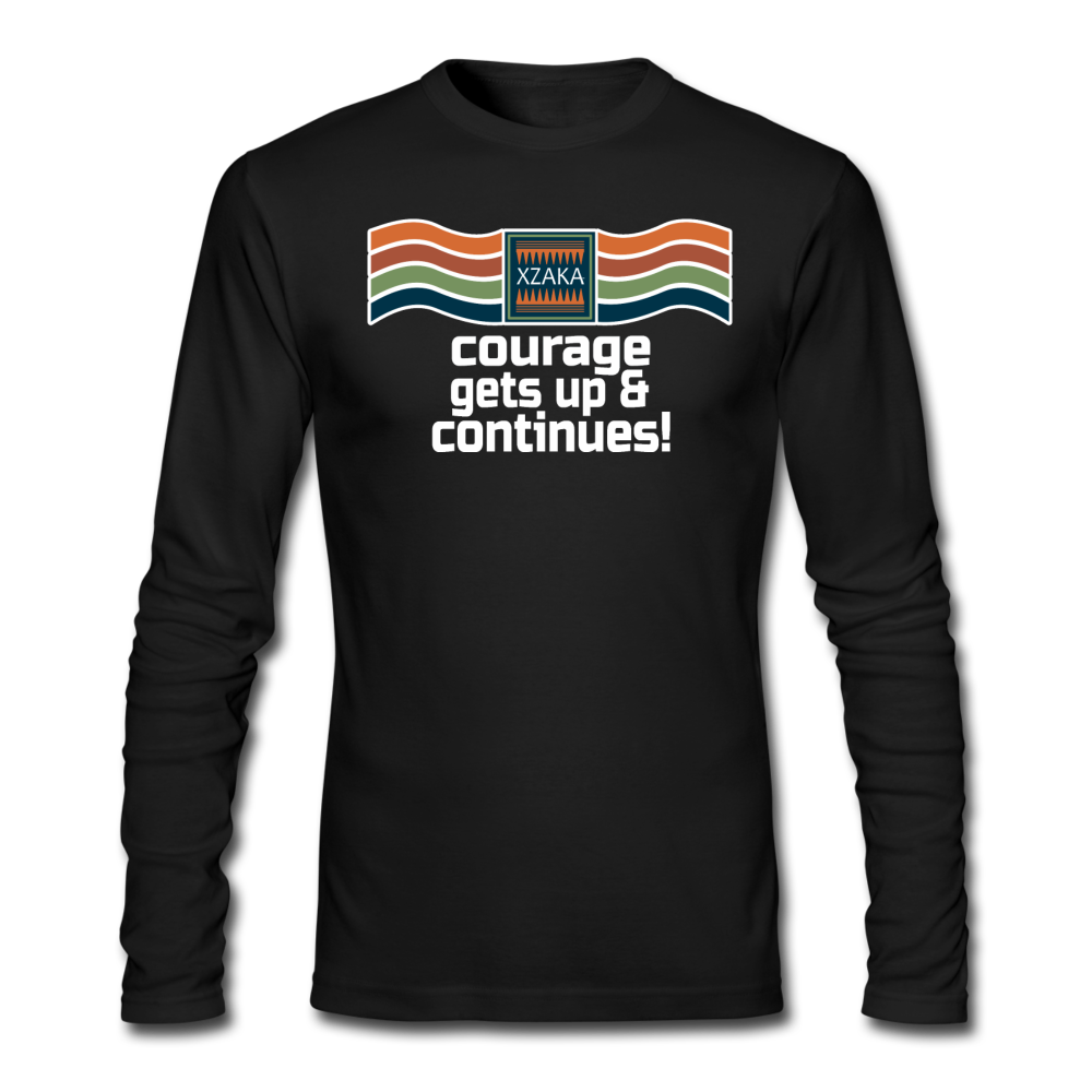 XZAKA - Men "Courage Gets Up & Continues" Long Sleeve T-Shirt - Wings - BLK - black