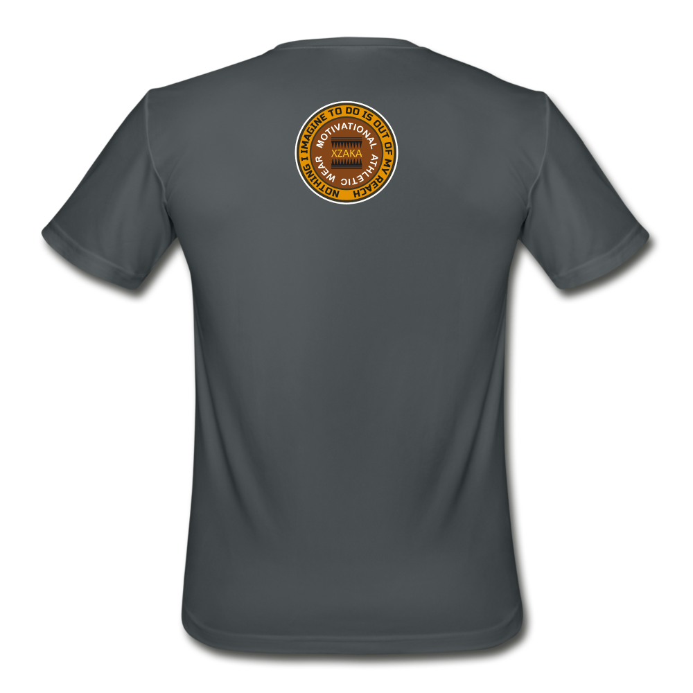 XZAKA - Men’s "Faster, Harder, Stronger" Moisture Wicking Performance T-Shirt - BLK - charcoal