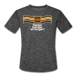 XZAKA - Men’s "Faster, Harder, Stronger" Moisture Wicking Performance T-Shirt - BLK - dark heather gray
