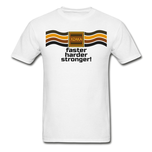 XZAKA - Men "Faster, Harder, Stronger" Tagless T-Shirt - Hanes - WHT - white