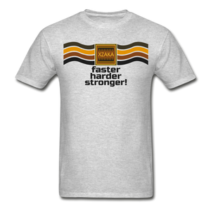 XZAKA - Men "Faster, Harder, Stronger" Tagless T-Shirt - Hanes - WHT - heather gray