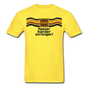 XZAKA - Men "Faster, Harder, Stronger" Tagless T-Shirt - Hanes - WHT - yellow