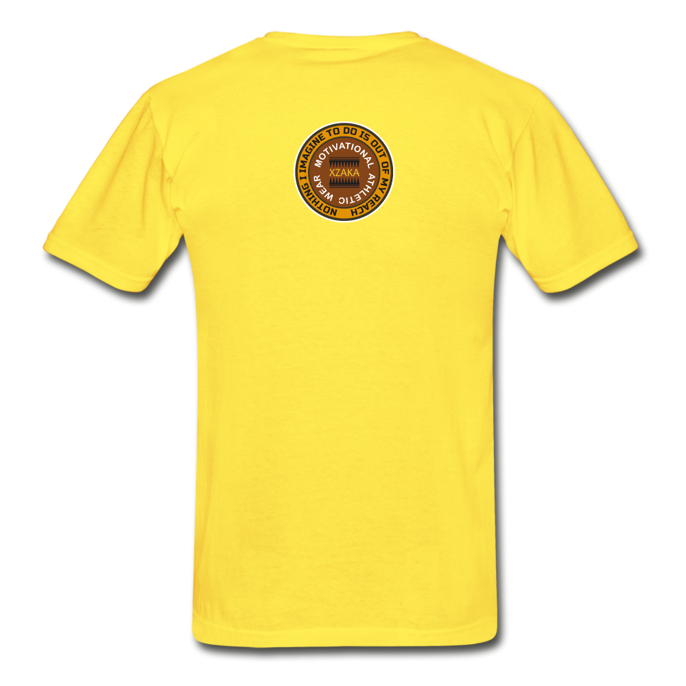 XZAKA - Men "Faster, Harder, Stronger" Tagless T-Shirt - Hanes - WHT - yellow