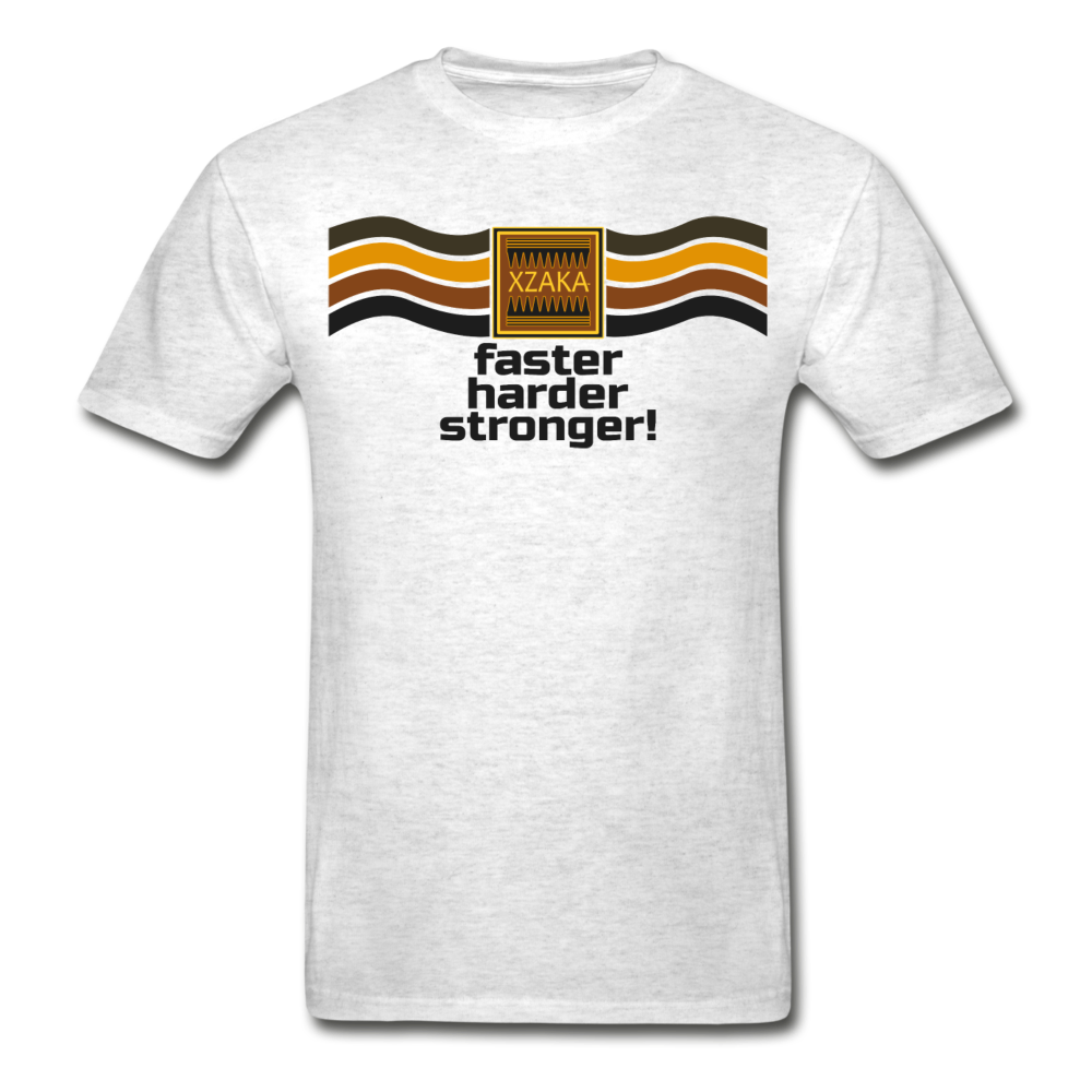 XZAKA - Men "Faster, Harder, Stronger" Tagless T-Shirt - Hanes - WHT - light heather gray