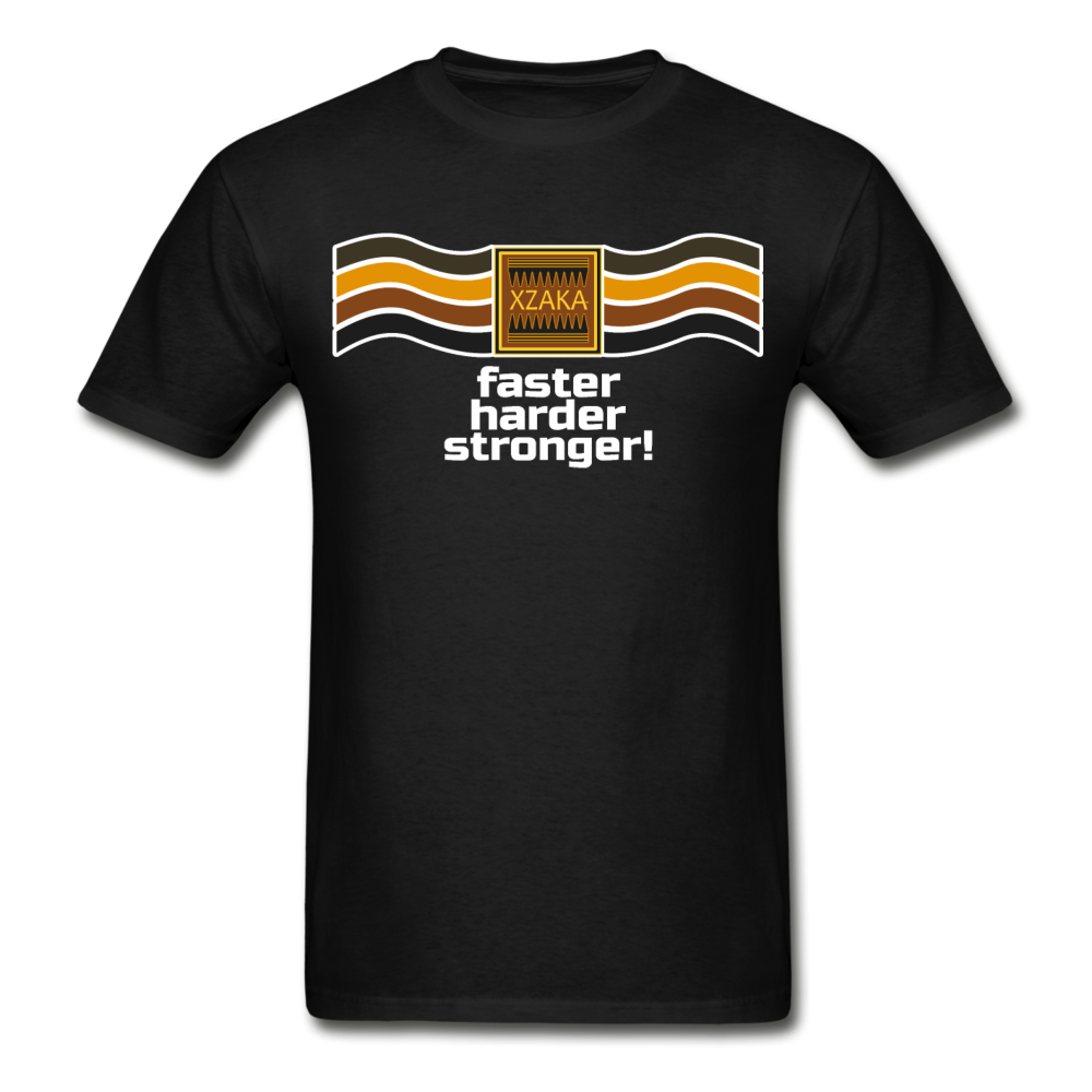 XZAKA - Men "Faster, Harder, Stronger" Tagless T-Shirt - Hanes - BLK - black