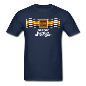 XZAKA - Men "Faster, Harder, Stronger" Tagless T-Shirt - Hanes - BLK - navy