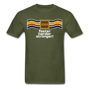 XZAKA - Men "Faster, Harder, Stronger" Tagless T-Shirt - Hanes - BLK - military green