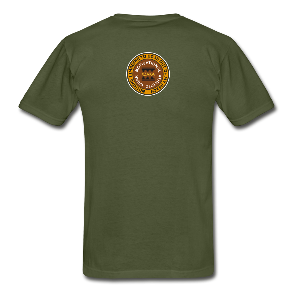 XZAKA - Men "Faster, Harder, Stronger" Tagless T-Shirt - Hanes - BLK - military green