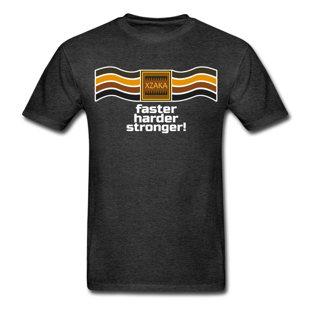 XZAKA - Men "Faster, Harder, Stronger" Tagless T-Shirt - Hanes - BLK - charcoal gray