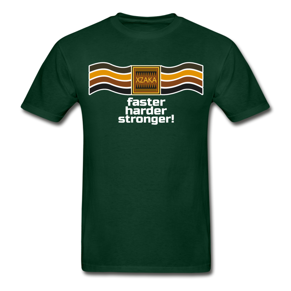XZAKA - Men "Faster, Harder, Stronger" Tagless T-Shirt - Hanes - BLK - forest green