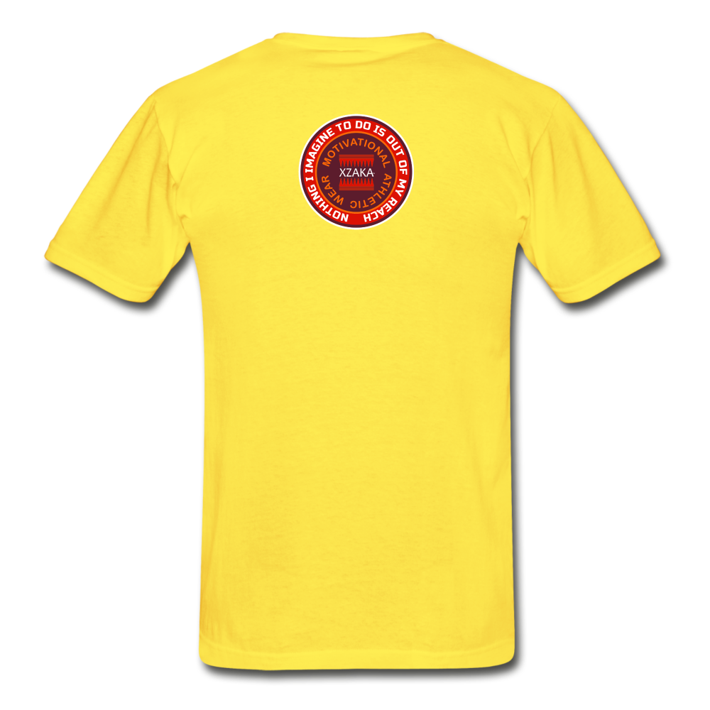 XZAKA - Men "Enthusiasm Drives Purpose" Tagless T-Shirt - Hanes - WHT - yellow