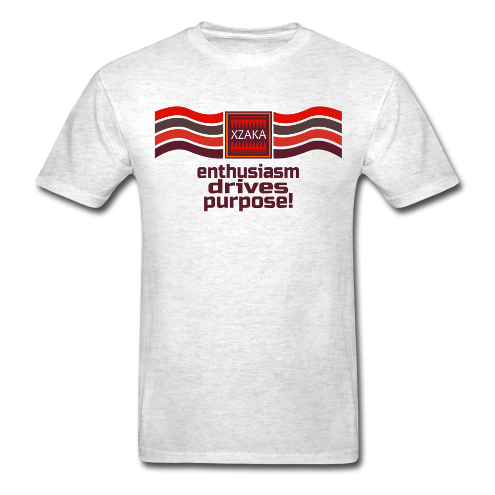 XZAKA - Men "Enthusiasm Drives Purpose" Tagless T-Shirt - Hanes - WHT - light heather gray