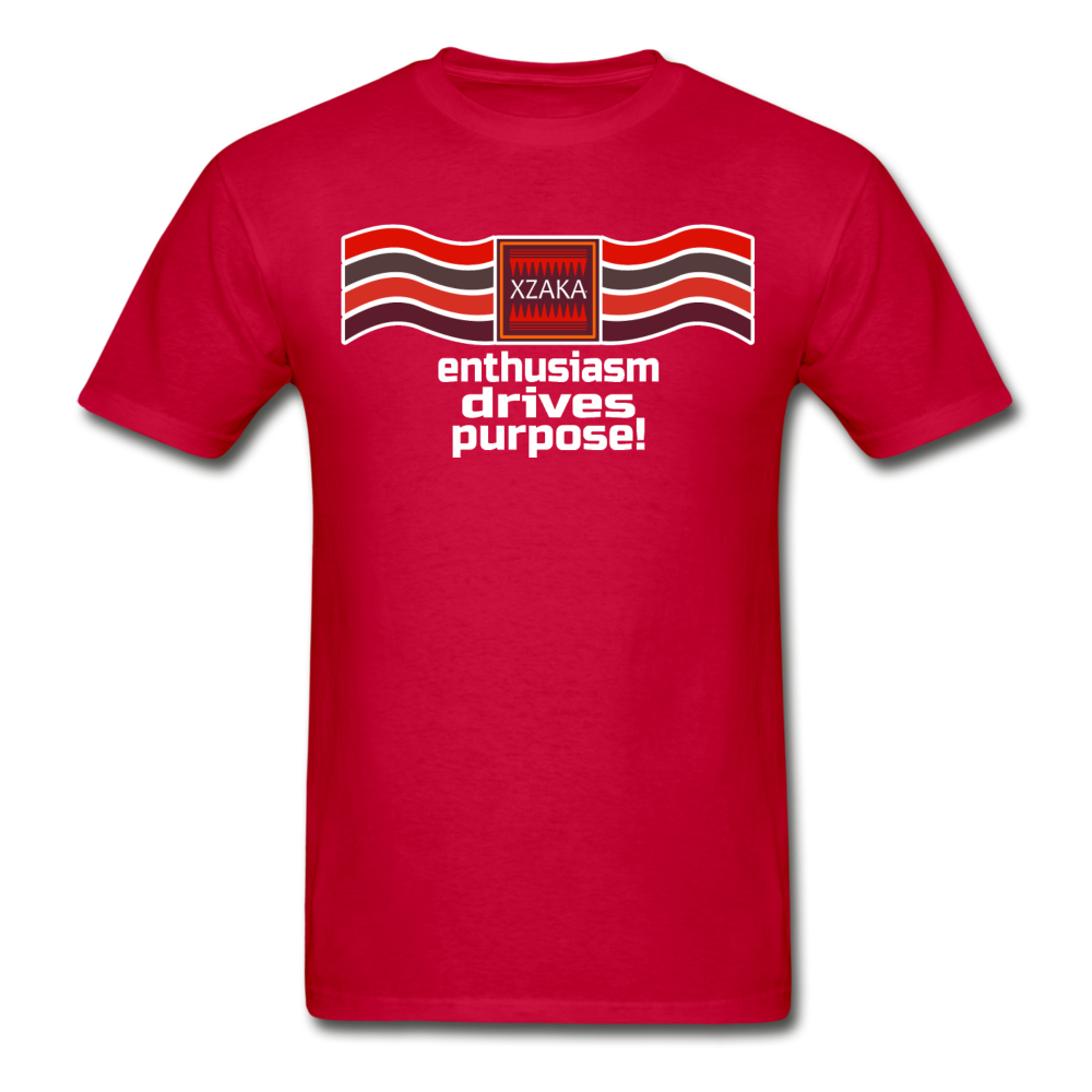 XZAKA - Men "Enthusiasm Drives Purpose" Tagless T-Shirt - Hanes - BLK - red