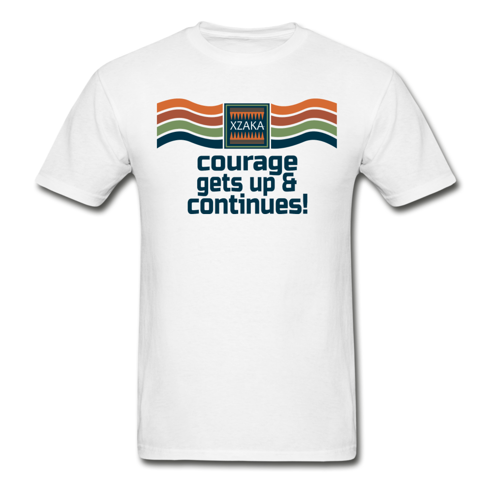 XZAKA - Men "Courage Gets up & Continues" Tagless T-Shirt - Hanes - WHT - white