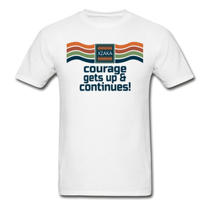 XZAKA - Men "Courage Gets up & Continues" Tagless T-Shirt - Hanes - WHT - white