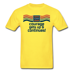 XZAKA - Men "Courage Gets up & Continues" Tagless T-Shirt - Hanes - WHT - yellow