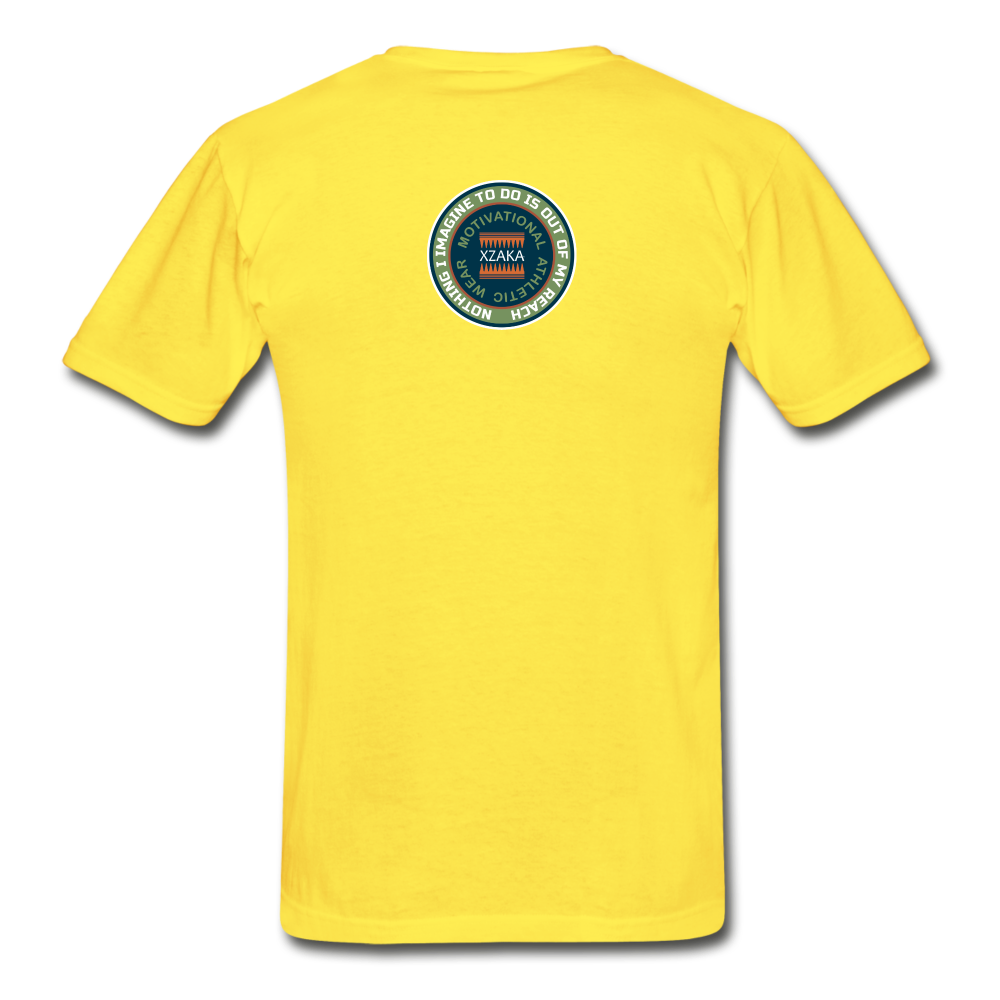 XZAKA - Men "Courage Gets up & Continues" Tagless T-Shirt - Hanes - WHT - yellow