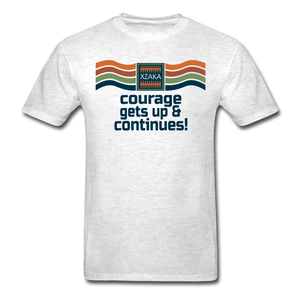 XZAKA - Men "Courage Gets up & Continues" Tagless T-Shirt - Hanes - WHT - light heather gray