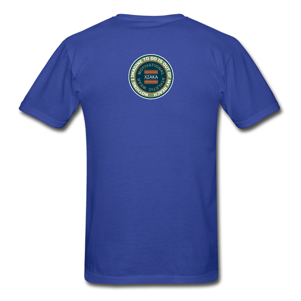 XZAKA - Men "Courage Gets Up & Continues" Tagless T-Shirt - Hanes - BLK - royal blue