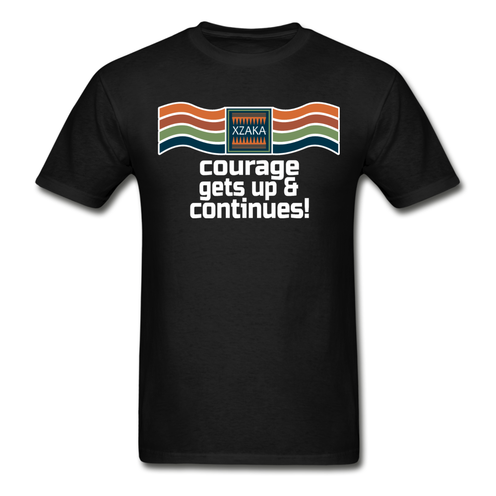 XZAKA - Men "Courage Gets Up & Continues" Tagless T-Shirt - Hanes - BLK - black