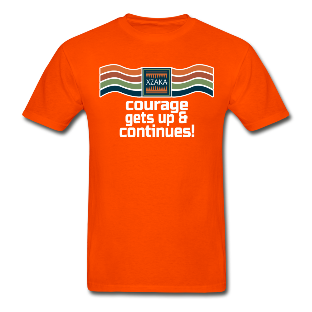 XZAKA - Men "Courage Gets Up & Continues" Tagless T-Shirt - Hanes - BLK - orange