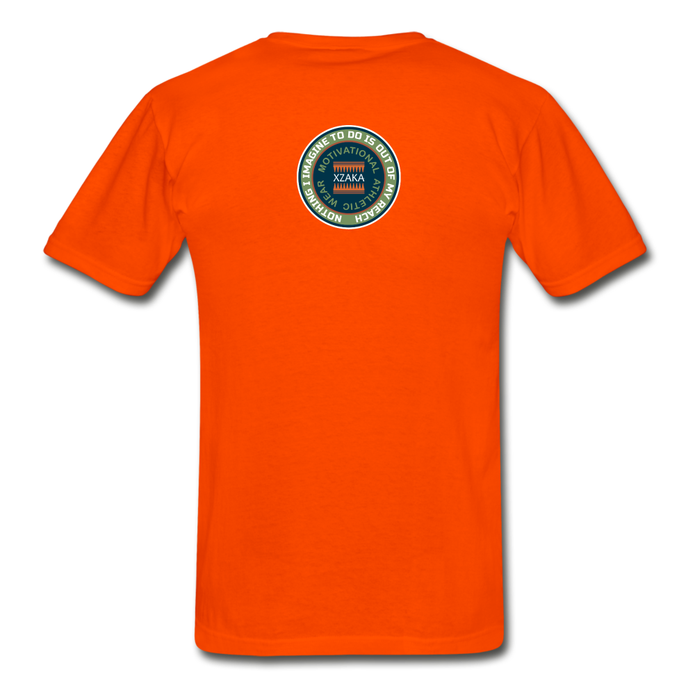 XZAKA - Men "Courage Gets Up & Continues" Tagless T-Shirt - Hanes - BLK - orange