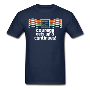 XZAKA - Men "Courage Gets Up & Continues" Tagless T-Shirt - Hanes - BLK - navy