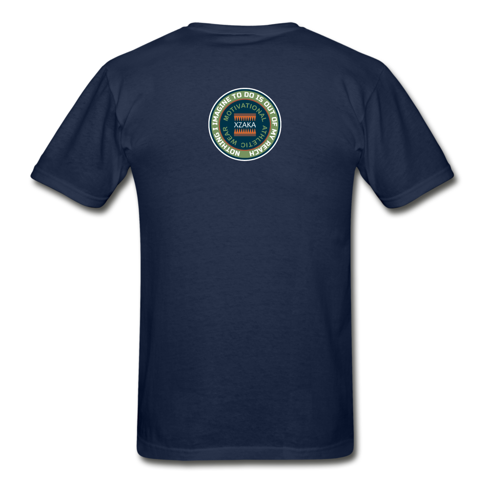 XZAKA - Men "Courage Gets Up & Continues" Tagless T-Shirt - Hanes - BLK - navy