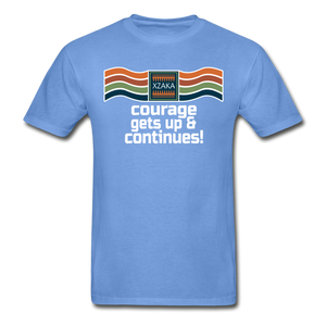XZAKA - Men "Courage Gets Up & Continues" Tagless T-Shirt - Hanes - BLK - carolina blue