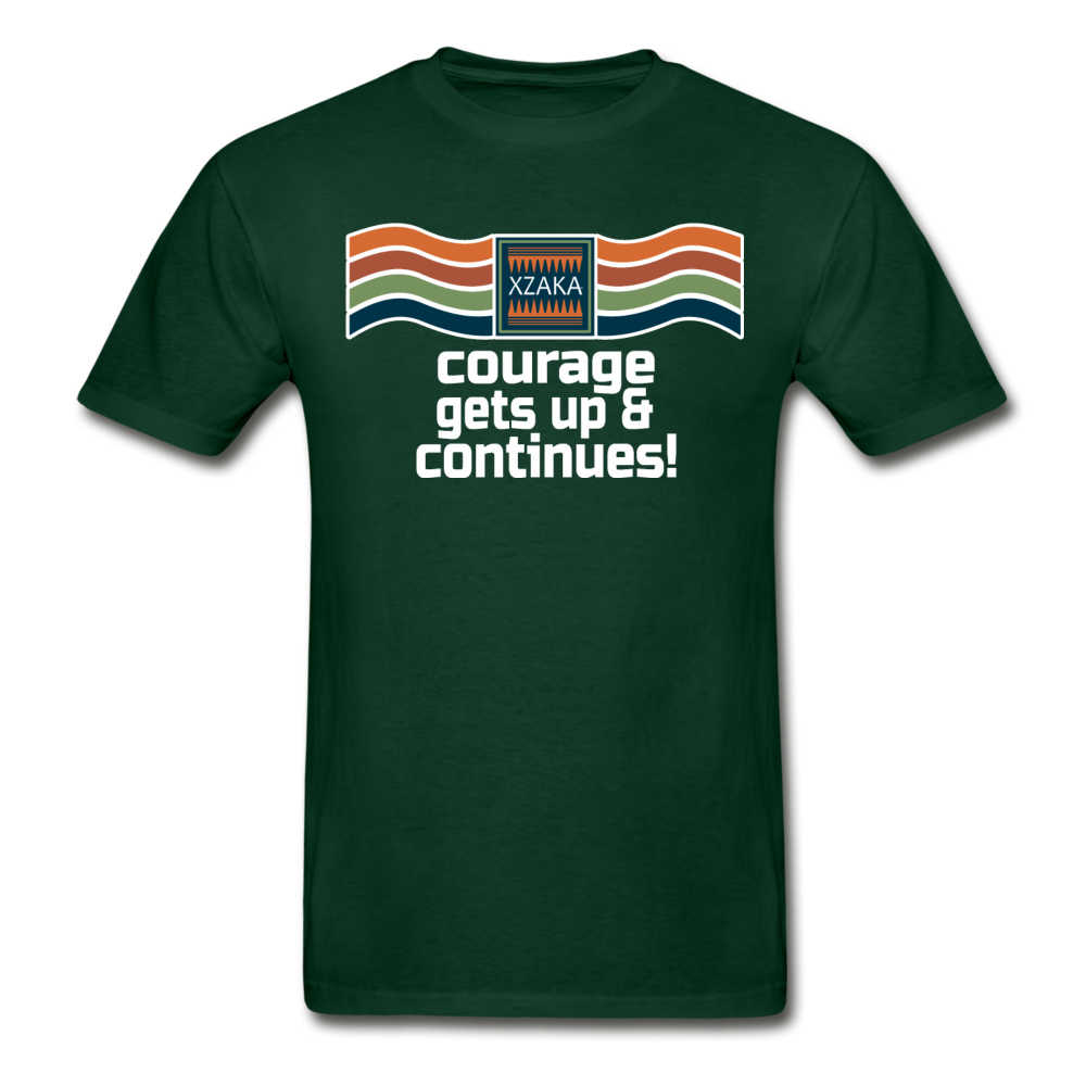 XZAKA - Men "Courage Gets Up & Continues" Tagless T-Shirt - Hanes - BLK - forest green